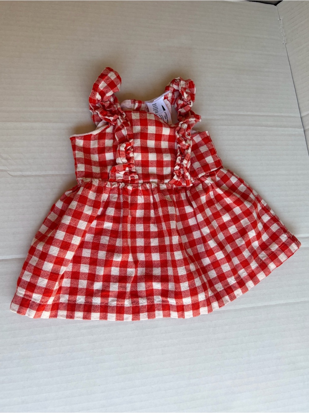 Linen like Hanna Andersson Red and White Gingham Ruffle Sundress